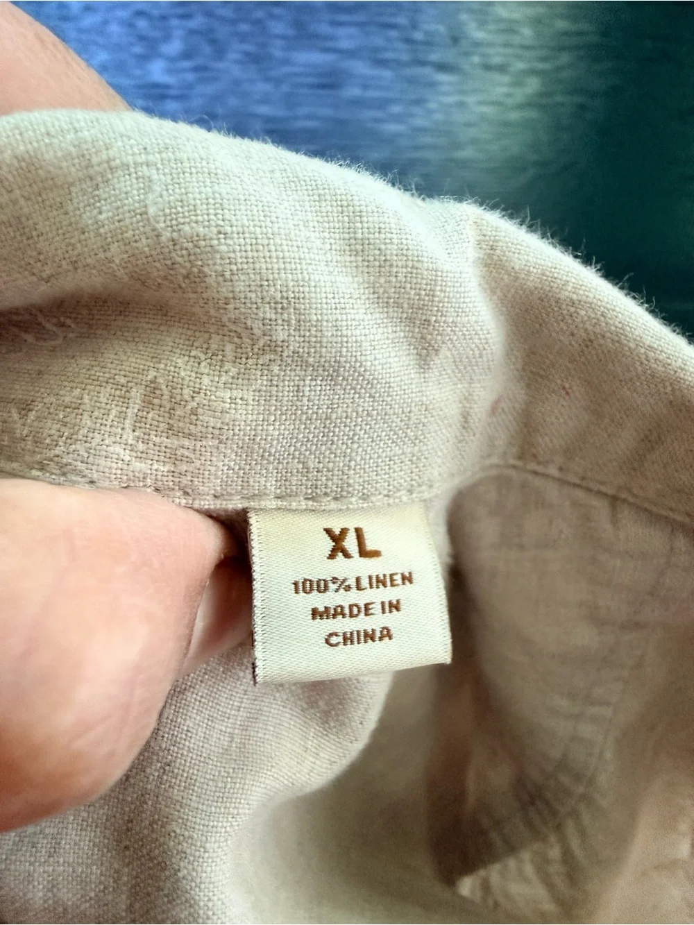 EUC 100% linen Caribbean Short Sleeve Camp Shirt in Light Beige - Picture 3 of 7